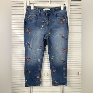 Cato Floral Embroidered Blue Jeans Size 14